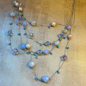 Multi stand beaded station statement necklace